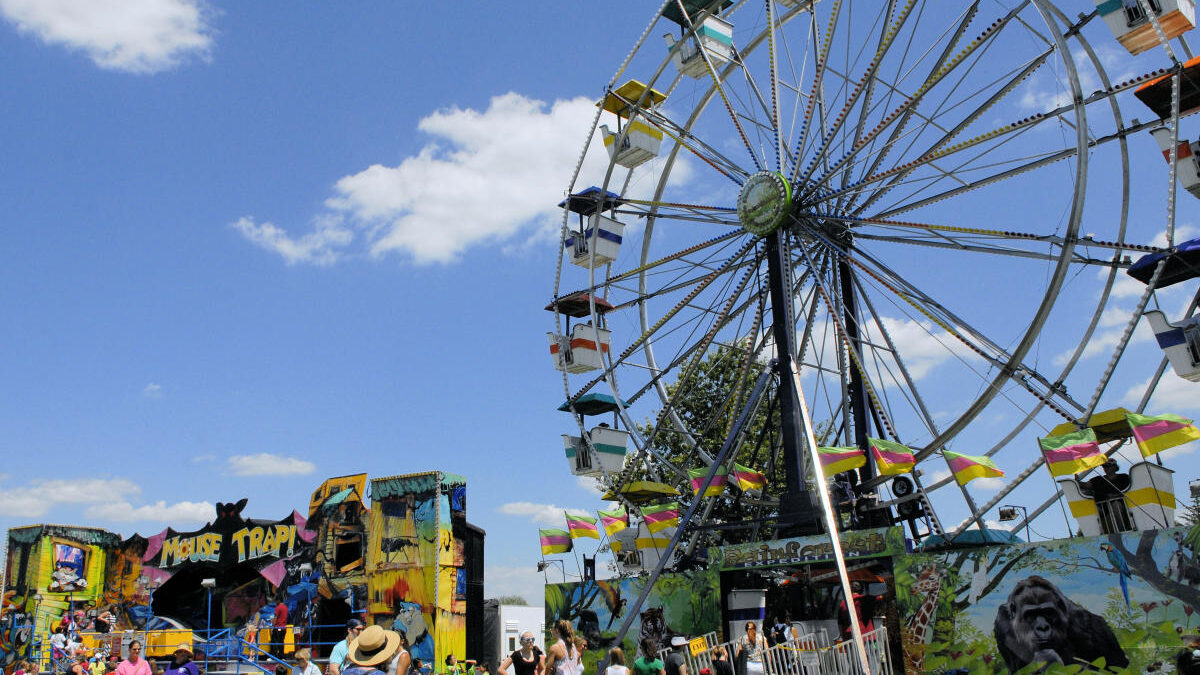 county fair This is a photo of a Ferris Wheel at a county fair.